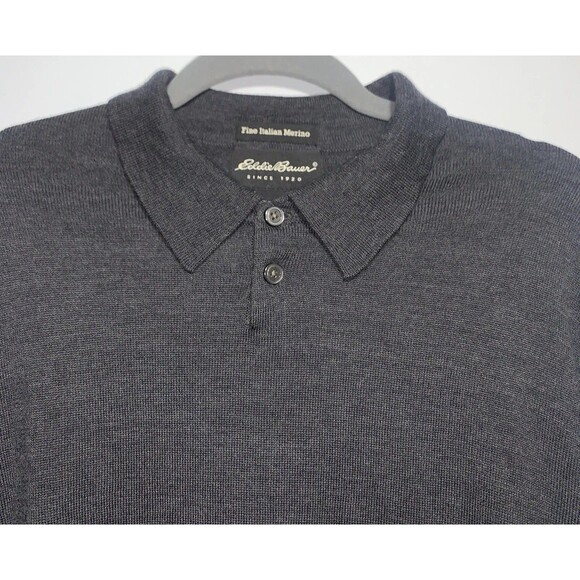Eddie Bauer Fine Italian Merino Pullover 100% Wool Collared Sweater Men's Large - Picture 2 of 7